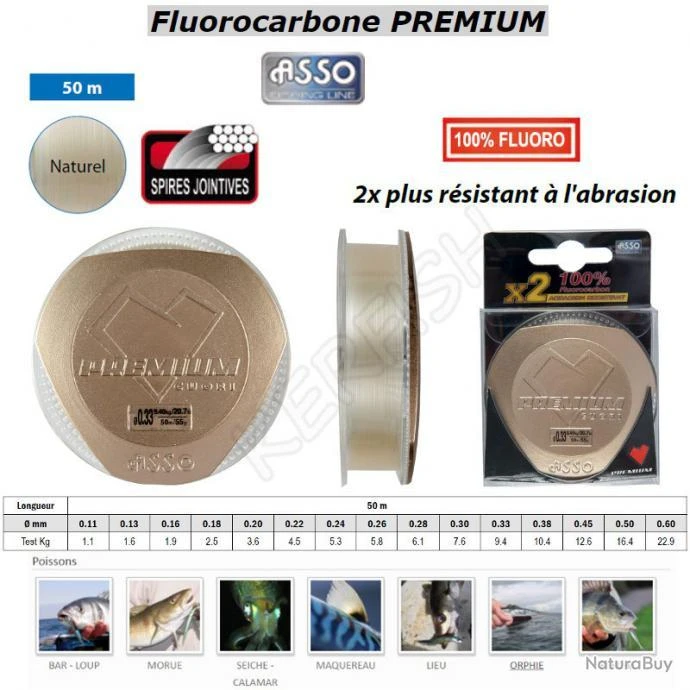 FLUOROCARBONE PREMIUM ASSO 0.24 Mm 1 FLUOROCARBONE PREMIUM ASSO 0.24 Mm