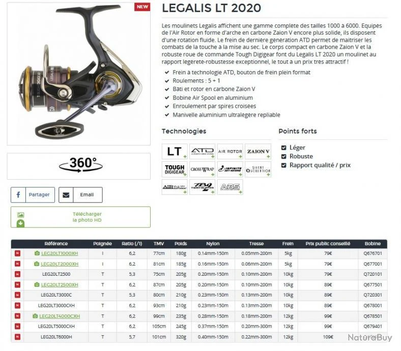 Legalis LT 2020 4000 CXH Moulinet Spinning Daiwa 2 Legalis LT 2020 4000 CXH Moulinet Spinning Daiwa – Image 2
