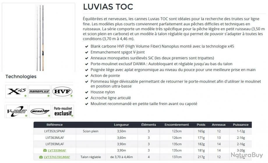 Luvias Toc 3.50 M 1-12 G 353 LSPX Canne Truite Appât Naturel Daiwa 2 Luvias Toc 3.50 M 1-12 G 353 LSPX Canne Truite Appât Naturel Daiwa – Image 2