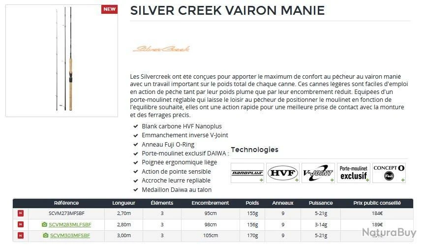 Silver Creek 2.70 M 5-21G 273 M Canne Vairon Manié Daiwa 2 Silver Creek 2.70 M 5-21G 273 M Canne Vairon Manié Daiwa – Image 2