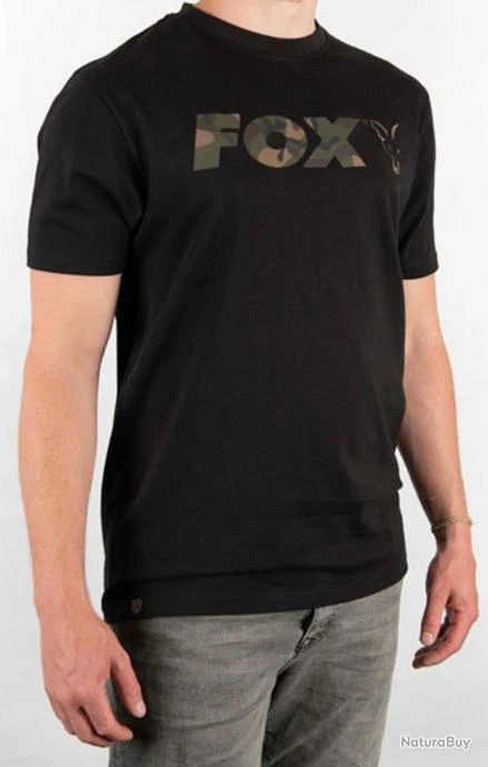 T-shirt Noir & Camo Chest Print Fox L 2 T-shirt Noir & Camo Chest Print Fox L – Image 2