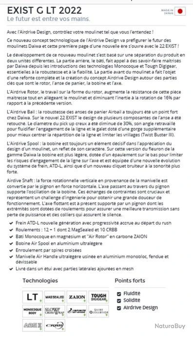 Exist G LT 2022 2000 DP Moulinet Spinning Daiwa 3 Exist G LT 2022 2000 DP Moulinet Spinning Daiwa – Image 3