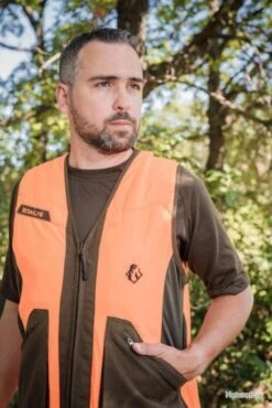 Gilet De Chasse Sans Manche Orange Fluo Somlys 611 -Pêche Soldes Boutique 00004 Gilet de chasse sans manche orange fluo Somlys 611