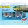 Kit Truite Mepps Or - Argent - Noir - Jaune - Rouge 7 Cuillers Différentes 16.4 Cm