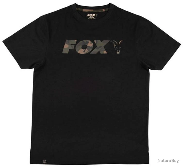 T-shirt Noir & Camo Chest Print Fox L 4 T-shirt Noir & Camo Chest Print Fox L – Image 4